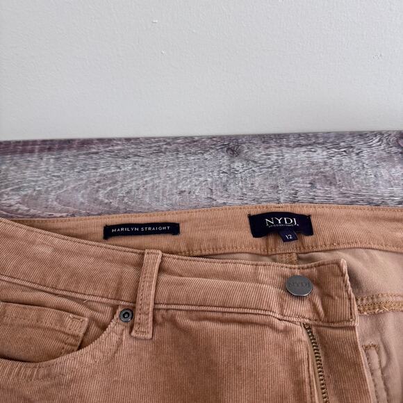 NYDJ Marilyn Straight Corduroy Pants Size 12 Tan Light Brown - Picture 3 of 11